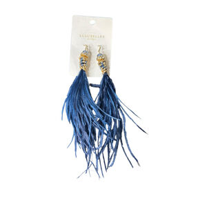 Women's LULUBELLES Blue Gold Feather Dangle Earrings
